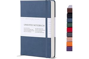 ‎BEECHMORE BOOKS Beechmore Books Notizbuch liniert - A5, Blau I Premium Hardcover Journal Buch aus veganem Leder, 120gsm creme Papier, inkl Geschenkbox, für Schriftsteller, Journalisten, Meetings & Studenten