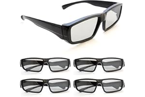 Ganzoo Set of 4 3D Glasses for Passive 3D TVs, PC Games or Cinema RealD, Passive Glasses (Circular Polarised) Colour: Black - Brand