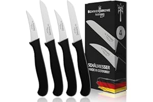 Schwertkrone Lot de 4 couteaux à légumes, couteaux universels, lavables au lave-vaisselle, droits et courbés, inoxydables, qualité made in Germany