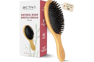 BICTIVE® Hårborste med långa vildsvinborster för jämna hår. Naturlig borst för normalt och fint hår. Vildsvinborst för kvinnor, män och barn.