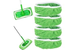 ISSIMOBER Juego de 4 paños de Microfibra para mopa, 25,4 x 11,5 cm, Reutilizables, húmeda y Seca, para la Limpieza de Suelos Duros, Suelos de Madera