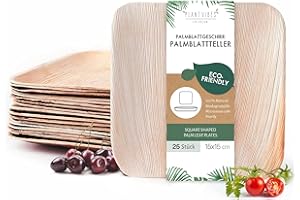 PLANTVIBES 15cm x 25pcs Platos de hoja de palma naturales | Nobles y amigables para el medio ambiente | Platos de madera desechables e 100% compostables | Vajillas de madera