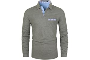 LIUPMWE Poloshirt Herren Langarm Getäfelt T Shirts Männer Hemd T-Shirt Slim Fit Golf Sports