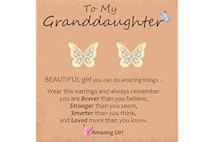 VYYU Gifts for Daughter/Granddaughter/Niece - Dainty 14K Gold Butterfly Stud Earrings Girls Jewellery, Hypoallergenic Cute Butterfly Earrings for Kids Jewellery Valentines Christmas Birthday Gifts