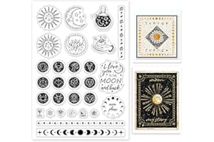 GLOBLELAND Stelle e la Luna Timbri trasparenti per DIY Scrapbooking Decor Pozioni magiche Occhi Dodici Costellazioni Silicone trasparente Francobolli per fare carte Album di foto decorazione