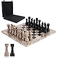 Marble Range Chess Set 12 Inches Oceanic and Black Handmade Chess Sets for Adults - Travel Chess Set for 2 Player Games - 1 Chess Board & 32 Chess Pieces