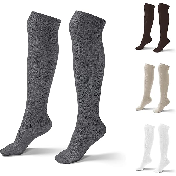 Paire De Chaussettes Traditionnelles Pour Homme En Laine Et Acrylique - Motif Torsadé Bavarois - Pour Fête, Costume, Randonnée