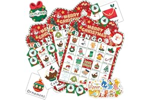 Vidillo Christmas Party Bingo Game for Children Adults Family 24 Players Christmas Bingo Calling Cards Game Activity Fun Books Pads for School Classroom Stocking Filler Bag Activities Party Favour