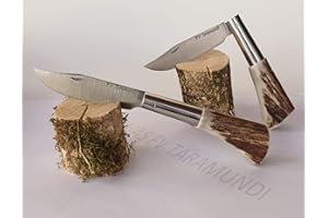 VWPEYY Navaja artesanal TARAMUNDI asta de ciervo hoja punta vuelta Caza, Pesca, Camping, Outdoor, Supervivencia y Bushcraft + Portabotellas de regalo
