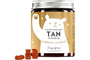 Tanning Complex - for a Sun-Kissed tan and a Natural Glow - with Vitamin C, E, beta-Carotene, Calcium and Copper - Monthly Supply - Bears with Benefits