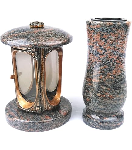 Kunst-Art-Köhl Grablaterne 9468/19 - Messing Auf Granitsockel Himalaya