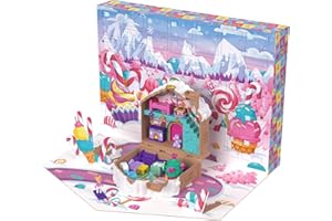 Polly Pocket Calendrier de l’Avent Maison en pain d’épices avec plus de 24 surprises, meubles de maison de poupée et accessoires de Noël, JFV13