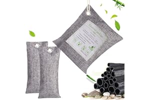 Taylor & Brown Natural Air Purifying Bag, Reusable Bamboo Activated Charcoal Freshener for Car, Closet, Kitchen Odor Absorber, Air Dehumidifier, Mold Remover, Deodorizer, Purifier Bags(200g, 2x75g)