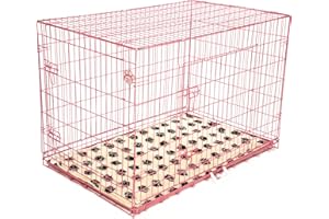 Dog Cage 48" Pink by Cozy Pet With Tailored Vet Bedding Metal Tray Folding Puppy Crate Cat Carrier Dog Crates Dog Cages.