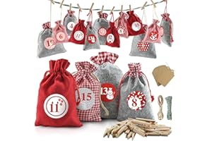 ‎DUSOR Dusor Adventskalender zum Befüllen Groß, 24 Adventskalender Selber Befüllen, Adventskalender Säckchen, Weihnachtskalender zum Befüllen, Adventskalender zum Befüllen Stoff, Adventskalender 2025 Kinder