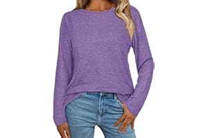 GOSUNNY Basic Langarmshirt Damen Einfarbiges Langarm Shirts Rundhals Pullover Tops lässig Oberteile Lose Longshirt