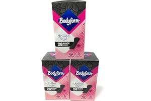 SEVERAL Bodyform Dailies Style Lot de 3 packs de 28 protège-slips Noir (84 protège-slips au total)