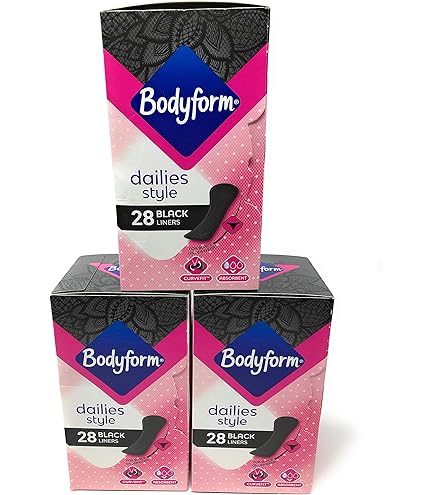 Bodyform Dailies Black Panty Liners - Super Absorbent, Odour Absorbent, V-Zone Protection | Designed For Black Underwear | Bundle Of 4 X 21 (Total 84) On