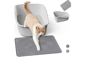Wingcases Cat Litter Mat, 40x30cm Silicone Litter Trapping Mat, Non-Slip, Easy to Clean, Waterproof Urine Resistant Material, Soft on Kitty Paws (Grey)