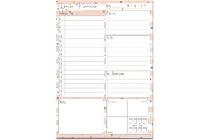 PARTIKRAFT A5 Daily Planner 50 Sheet Note Pad with Schedule, Priority, To Do Lists, Doodle Notes & Meal Organiser (Rose Gold Stripes & Spots)