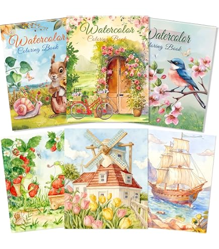 Cahier aquarelle pour adultes - Pour débutants avec peintures de 12 couleurs et pinceau | Livre de pratique de la peinture à l'aquarelle - Pour