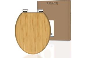 SCHÜTTE Abattant WC Bamboo avec frein de chute - En bambou massif - Avec abattant en bois durable - Très grande résistance au poids, testée jusqu'à 150 kg