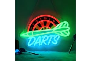 CoolGift Mart Darts Neon Licht, Dimmbare LED Dart Neon Wandschild USB Powered, Dekorationen für Schlafzimmer Wohnzimmer Spielzimmer Mann Höhle Bars Clubs, Geburtstagsgeschenk für Darts Enthusiasten