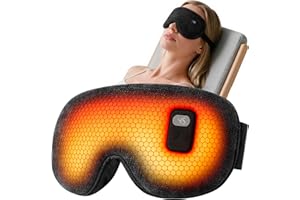 SINGINGMATE Heated Eye Mask: Cordless Warm Eye Compress - Rechargeable Silk Sleep Mask for Sleep Travel Office - Moist-Warming Mask with Adjustable Heat & Timer Washable Cover, Gift for Women Men Thermal Pillows