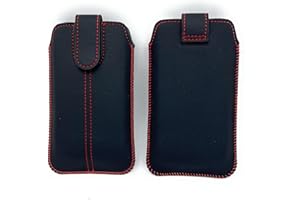 GÜTERSLOHER SHOPKEEPER Handy Tasche Schutz Hülle Slim Case Cover Etui Sleeve schwarz-rot für Panasonic KX-TU155