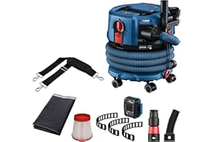 Bosch Professional System 18 V bezprzewodowy odpylacz GAS 18V-12 MC (ochrona przed kurzem klasy M, filtr HEPA, w tym GCT 30-42, 3 x elastyczna gumka, wiele akcesoriów)