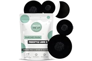 Patch Me Up 15 Uds Parches Sensor Freestyle Libre 2 - Adhesivos para Diabetes Hipoalergénicos Impermeables y Transpirables - Fijación 14 Días para Deporte Ducha - Protector Medidor de Glucosa Negro