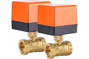 SWAWIS 2 Piezas Válvula Motorizada de 2 Vías Válvula Solenoide Motorizada DN25 1" AC 230V Válvula de Zona de Latón Válvula de Bola Motorizada Válvula Eléctrica