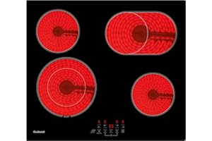 Gudsunal Kochfeld, Glaskeramikkochfeld 60 cm mit 4 Platten, 6,6 kW, Bräterzone, Dualkochzone, 9 Heizstufen, Timer, Automatische Abschaltung, Kindersicherung, Herdplatte 4 Kochfelder