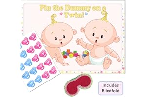 Uk Baby Shower Co Ltd - Twins Baby Shower Game - Pin the Dummy on a TWIN! (20 Dummies WITH Blindfold, UNISEX)