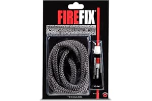 FIREFIX 2044 Keramikkordel ø 10mm, grau I 2m Ofendichtschnur für Kaminofen I Rundkordel I Ofendichtung mit bis zu 1100 °C hitzebeständigem Kleber 17ml