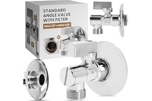 INSTALGURU Robinet d'Angle avec Filtre 1/2'' x 1/2'' Mâle Robinet à Bille Chromé Laiton Lave-linge Lave-vaisselle Réglage Conduites d'Eau Froide Chaude Raccord à Visser