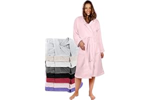 Twinzen Peignoir de Bain Femme - XS, S, M, L, XL - 100% Coton avec Capuche - Certifié OEKO-TEX® - Robe de Chambre Eponge 2 Poches, Ceinture - Doux, Absorbant et Confort