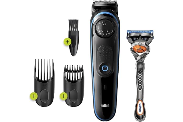 Braun - 81705178 - Bt3240 Tondeuse Barbe Et Cheveux, 39 réglages De Longueur, Noir/Bleu -