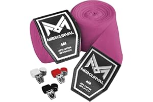 MERCURYAL Bandages de boxe pour protéger les mains - Bandages Boxe Gants intérieurs - Bande de boxe - Bandages Boxe 4m - Hand Wraps Muay Thai MMA Kick Boxing Arts Martiaux - Bandages pour femmes et hommes