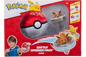 Pokémon Pack de toupies de Combat Évoli Toupie de Combat avec Lanceur de toupie Poké Ball