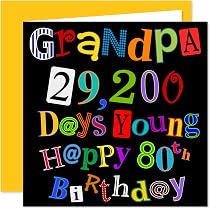 Great Grandad 80th Birthday Card - Happy Birthday - 80 - to the Best Great Grandad in the World - Iconic Collection - UK
