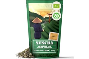 ‎NATURALEBIO NaturaleBio Japanischer Sencha Tee – 100 g Bio Grüntee – 100% reiner und natürlicher grüner Sencha Tee - Lose in Blättern der ersten Ernte – Bioprodukt angebaut in Japan