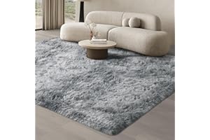 JOJOSEE Rugs Living Room, 200 x 300 cm cm Grey Area Rug, Anti Slip Soft Fluffy Shaggy Extra Large Floor Carpets Mat for Bedroom, Nursery Bedside (Light Grey, 200x300cm)