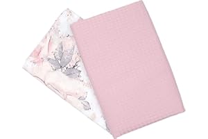 AMAZINGGIRL Tessuto al metro Set: 2x 100x160 cm - tessuti per cucire resti di tessuto tessuti patchwork pacchetto Cotone waffle piquet Motivo rosa e rosato