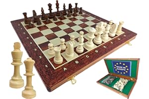 ChessEbook Jeu d'échecs en Bois 48 x 48 cm - Plateau d'échecs en Bois de Haute qualité - Ensemble de Jeu d'échecs Pliable - Ensemble de Jeu d'échecs avec pièces - Fait Main