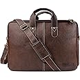 amazon basics Men's Synthetic Leather Office Laptop Bag | Fits Up to 14/15.6/16 Inch Laptop/MacBook | Adjustable Handle | Shoulder Strap | (Tan)