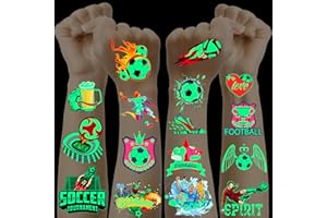 JOYEASE 20 świecących naklejek z tatuażami piłkarskimi, prezenty piłkarskie dla chłopców, akcesoria piłkarskie, drobne upominki dla fanów piłki nożnej