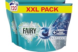 Fairy Non Bio Pods Washing Liquid Laundry Capsules, Fairy Pods, 120 Washes, Platinum With Extra Stain Removal For Sensitive Skin