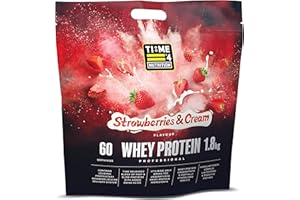 TIME 4 NUTRITION Time 4 Whey Protein Professional Time Release Grass Fed Native Whey Protein Powder, 85% Whey Concentrate, Partially Hydrolysed Whey Isolate, Micellar Casein, Leucine (Strawberries & Cream, 1.8kg Bag)