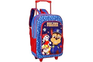TOP LINEN (NW) LTD Top Linen Kids Travel Trolley Backpack - Wheeled Suitcase Rucksack Bag - Children Favourite Characters Foldable Carry-on Luggage Carrier Bag - Deluxe Paw Patrol Best Pups Forever Back Pack